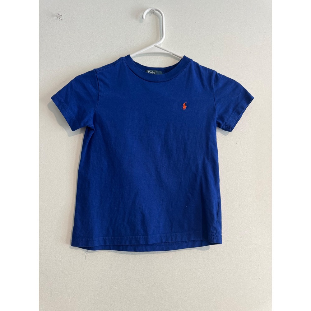 Polo Ralph Lauren Crewneck T-Shirt Boys 4/4T Blue Orange Pony Logo